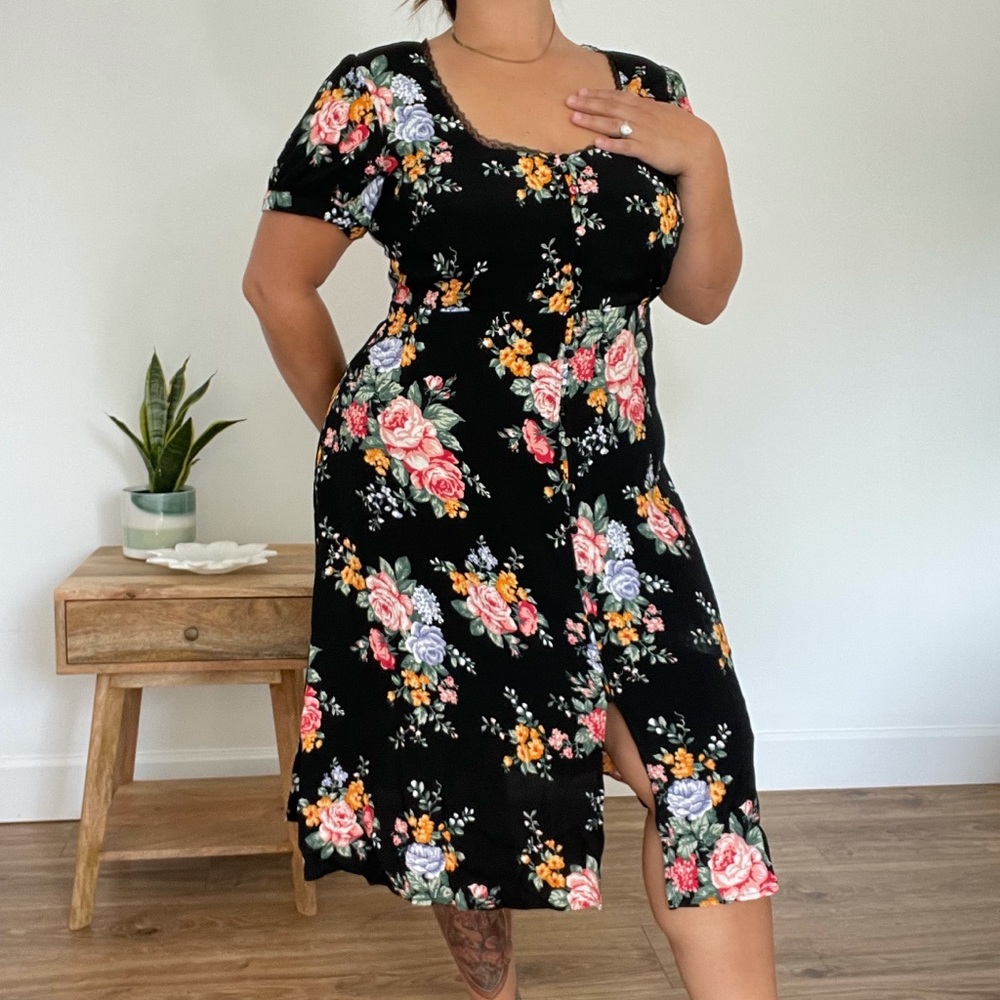 Woven Floral Button Down Dress